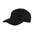 Black Juniper Outdoor Camper Cap with adjustable strap and embroidered logo, made of durable fabric.