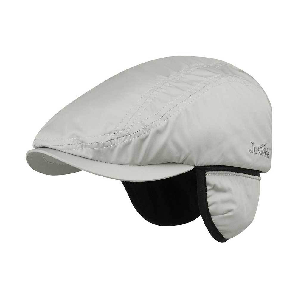 Juniper Outdoor grey driver cap with adjustable strap, casual outdoor headwear, shown from front view.