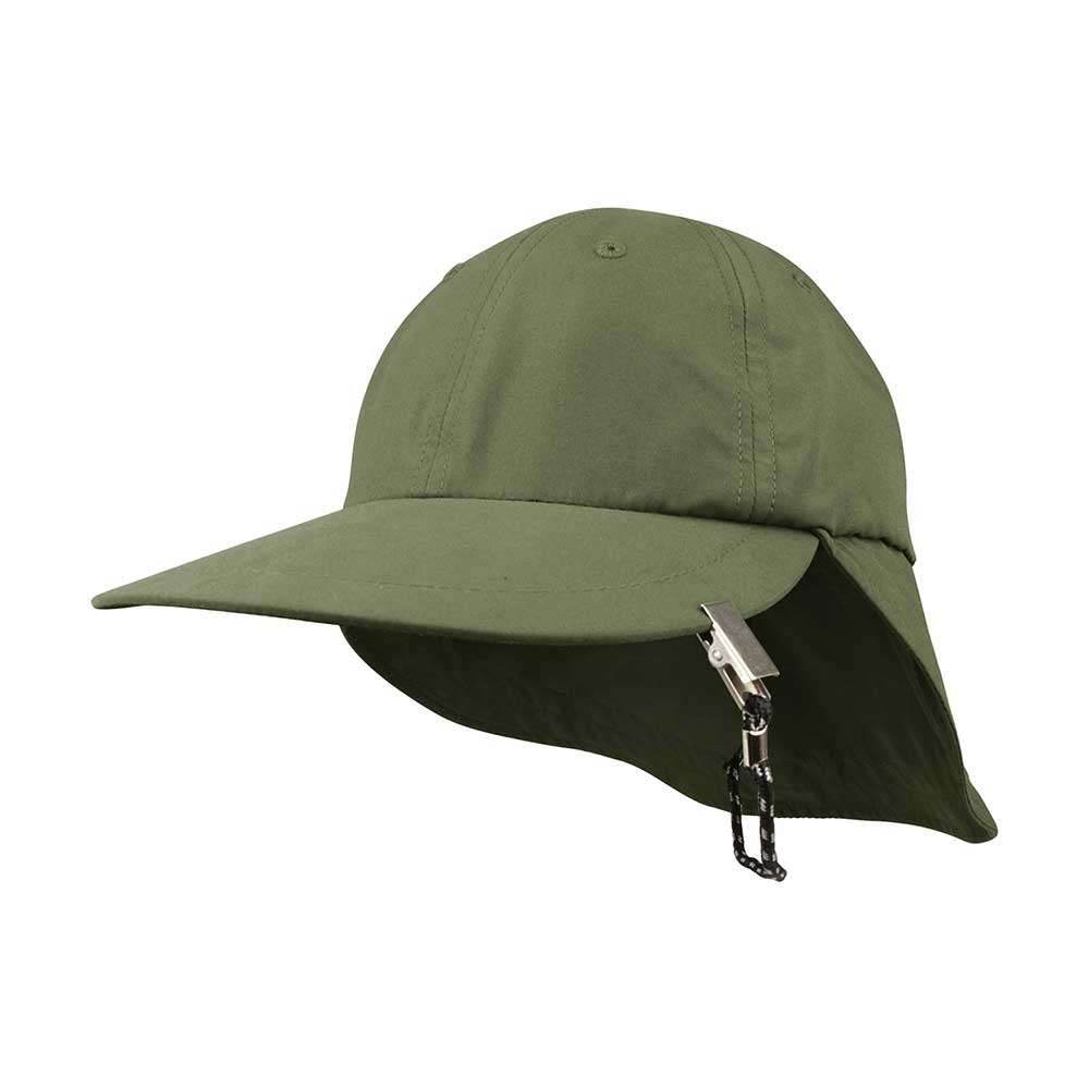 Olive green Pro Fish cap by Juniper Outdoor, adjustable outdoor hat with a curved brim for fishing and outdoor activities.
