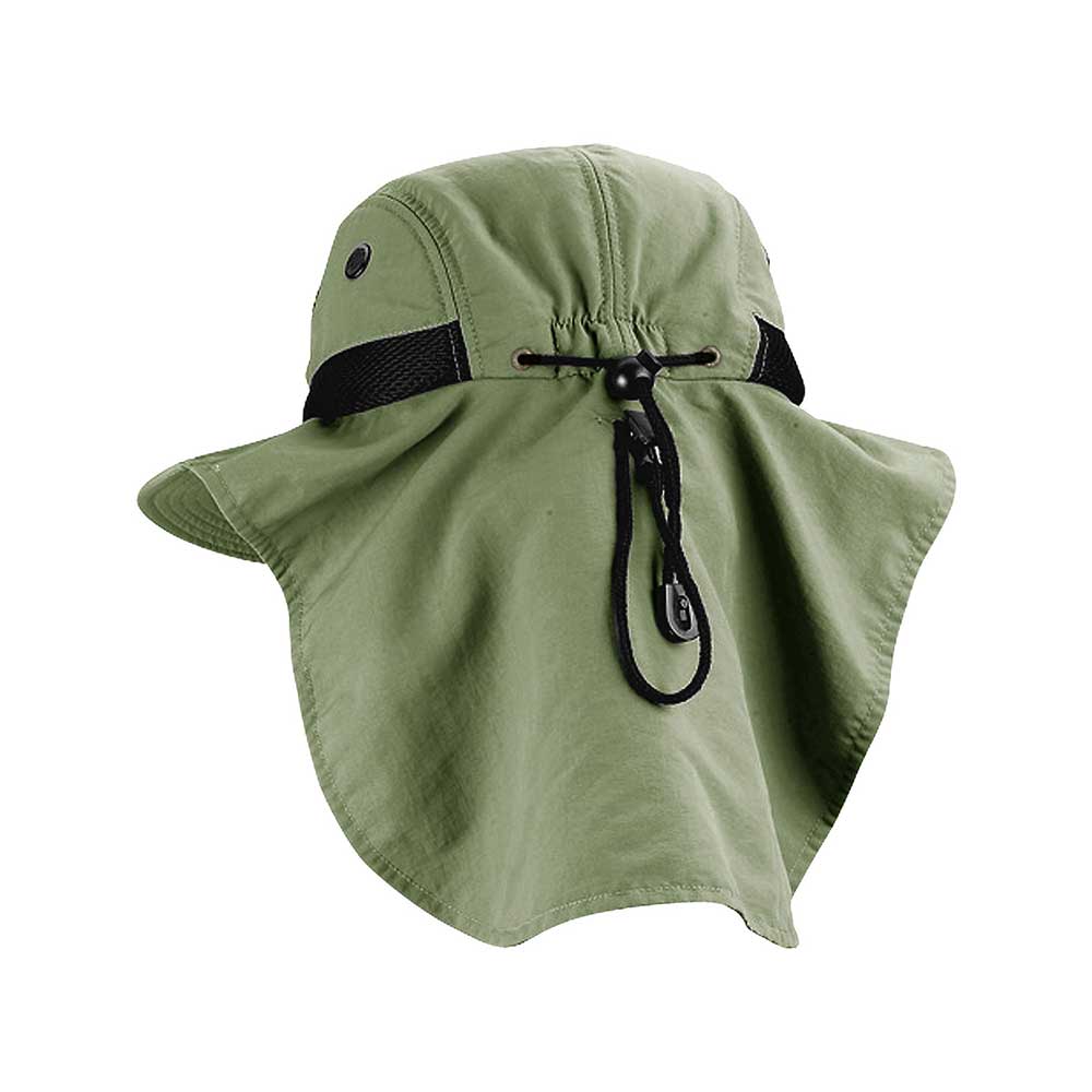 Back view of a Juniper Outdoor Nature Hat in olive color, showcasing its wide brim and outdoor-friendly design.