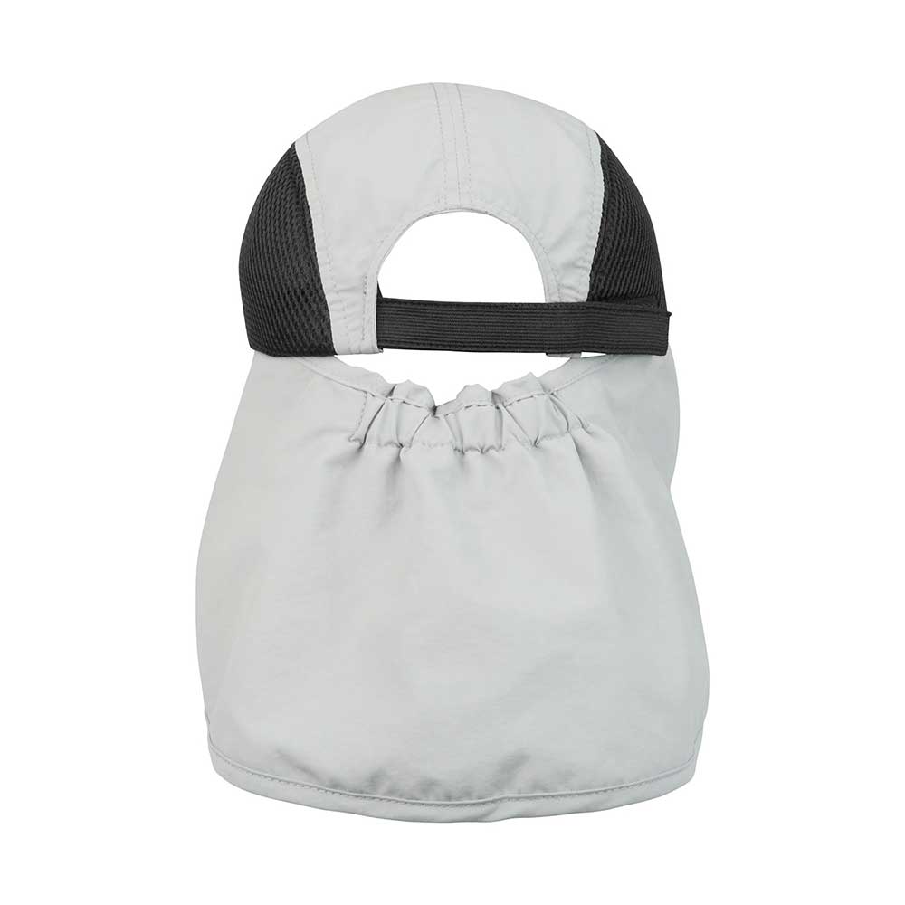 Back view of Juniper Outdoor Seaport Cap in grey, showcasing its adjustable strap and classic outdoor design.