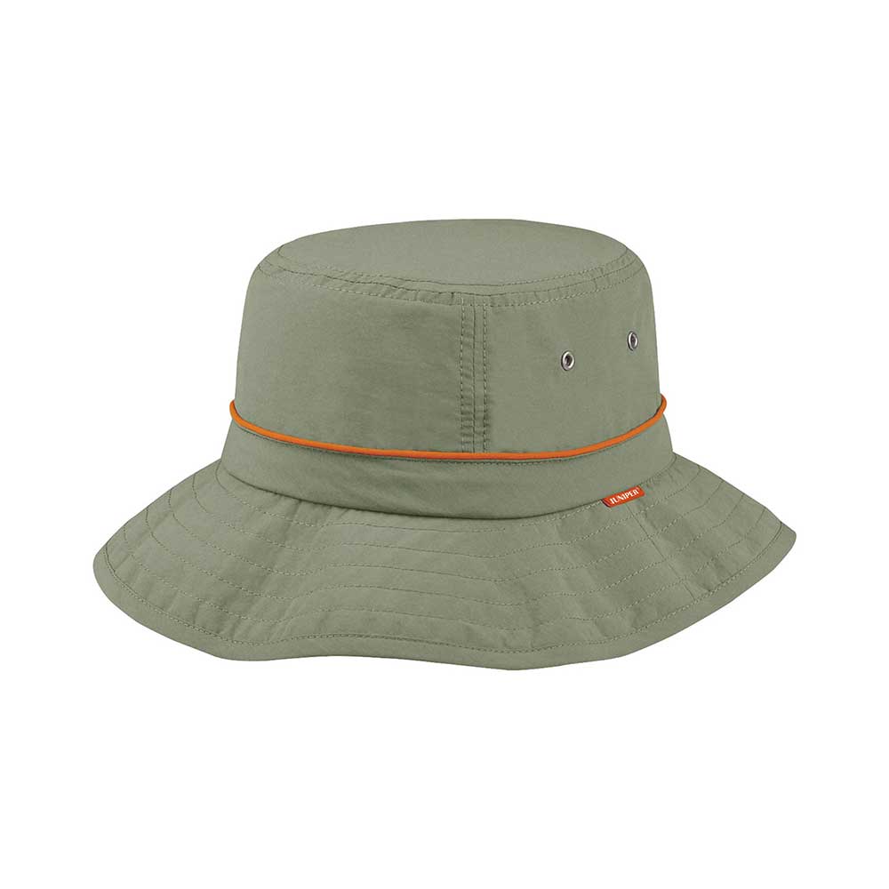 Olive green Pipeline Bucket by Juniper Outdoor, made of durable physical material, with a sturdy handle for outdoor use.