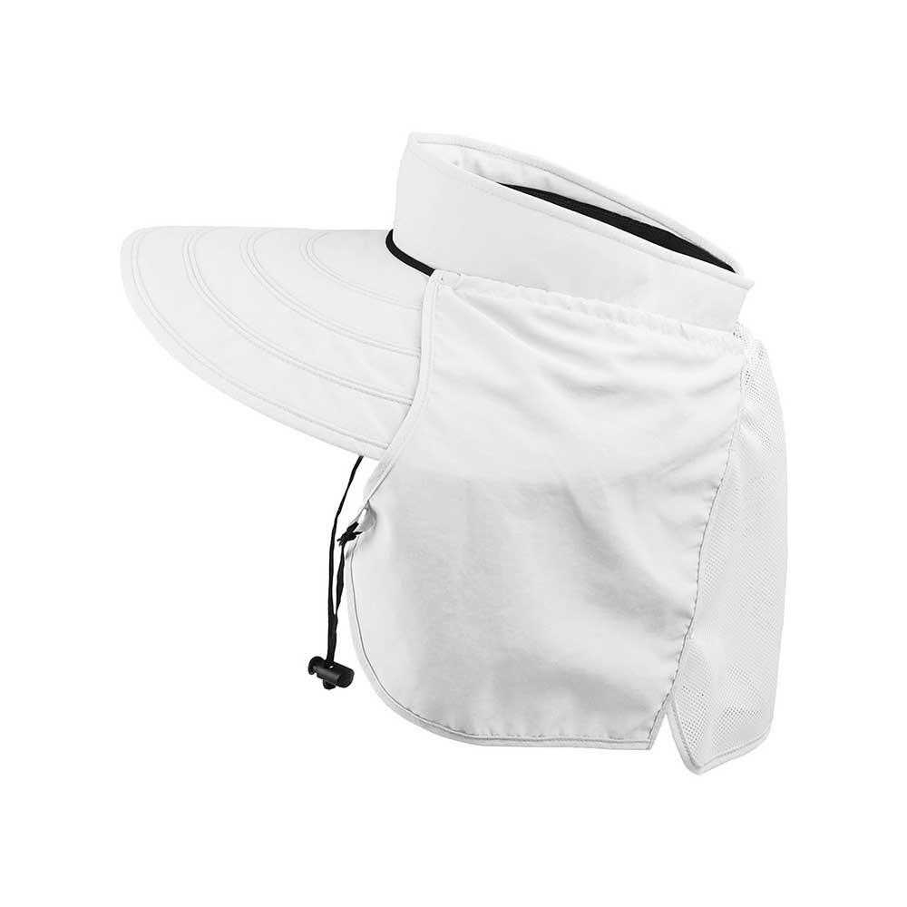 White Juniper Outdoor Land Visor, a physical outdoor hat with a wide brim for sun protection and style.