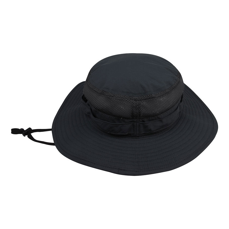 Juniper Outdoor Molly Bucket in charcoal, showing the sturdy handle and spacious interior from the back view.