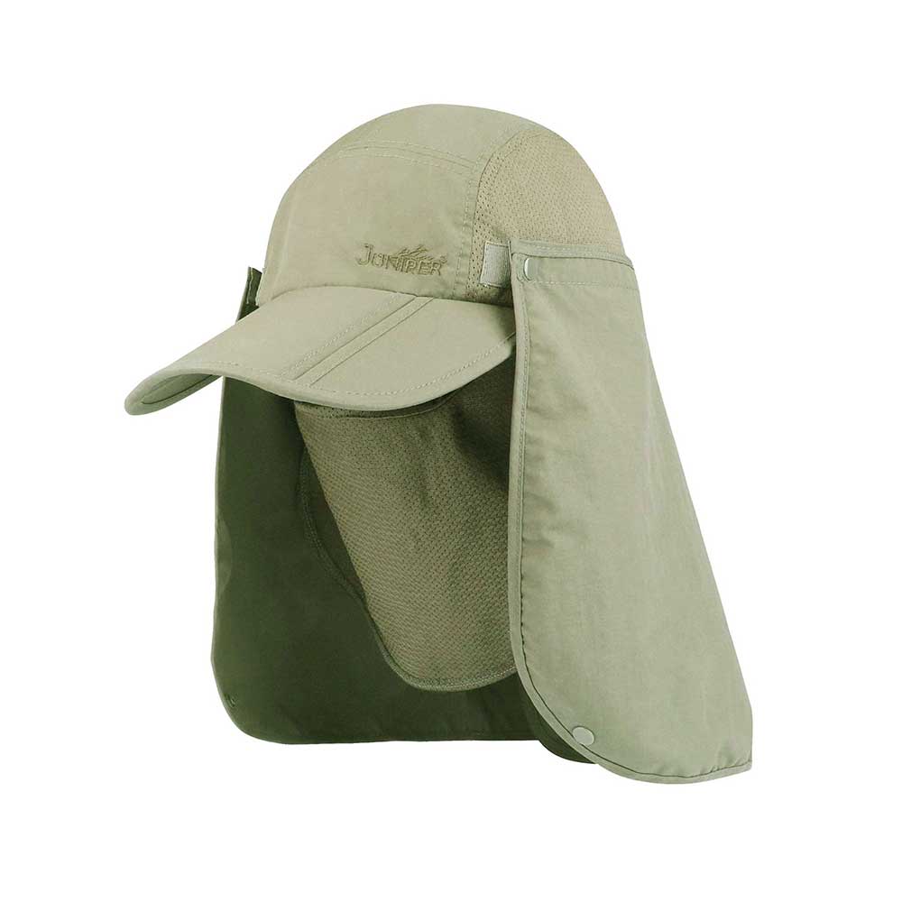 Juniper Outdoor Canyon Cap in khaki, a durable outdoor hat with a wide brim for sun protection and outdoor adventures.