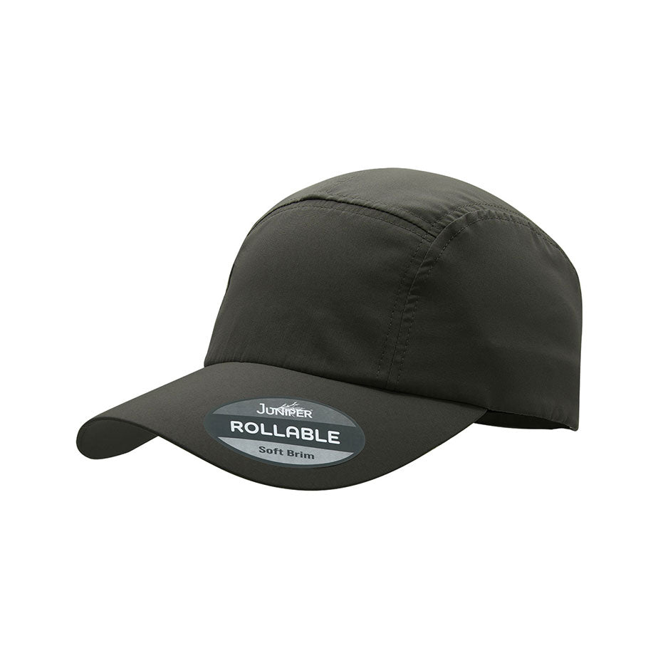 Olive green rollable UV biker's cap by Juniper Outdoor, made of durable fabric, with adjustable fit and outdoor-ready design.