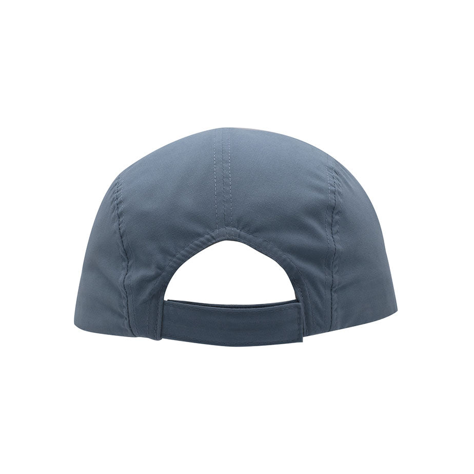 Back view of Juniper Outdoor rollable UV biker's cap in blue, showcasing its flexible, lightweight design and adjustable fit.