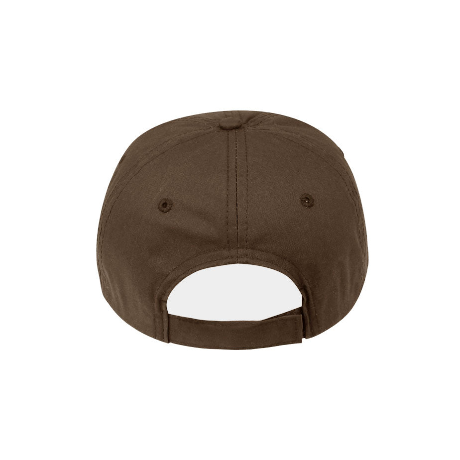 Back view of Juniper Outdoor Billy Wax Cap in brown, showcasing its durable fabric and classic outdoor style.