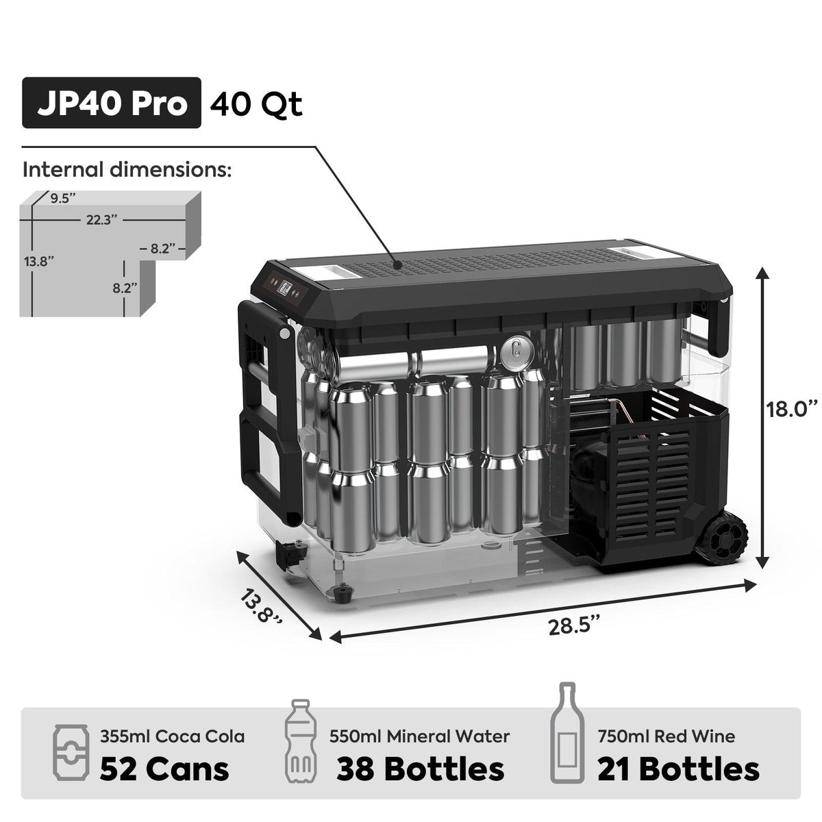 JP40 PRO Single Zone Portable Freezer With Cover - Silver | ICECO | 40 LT - We The Collective