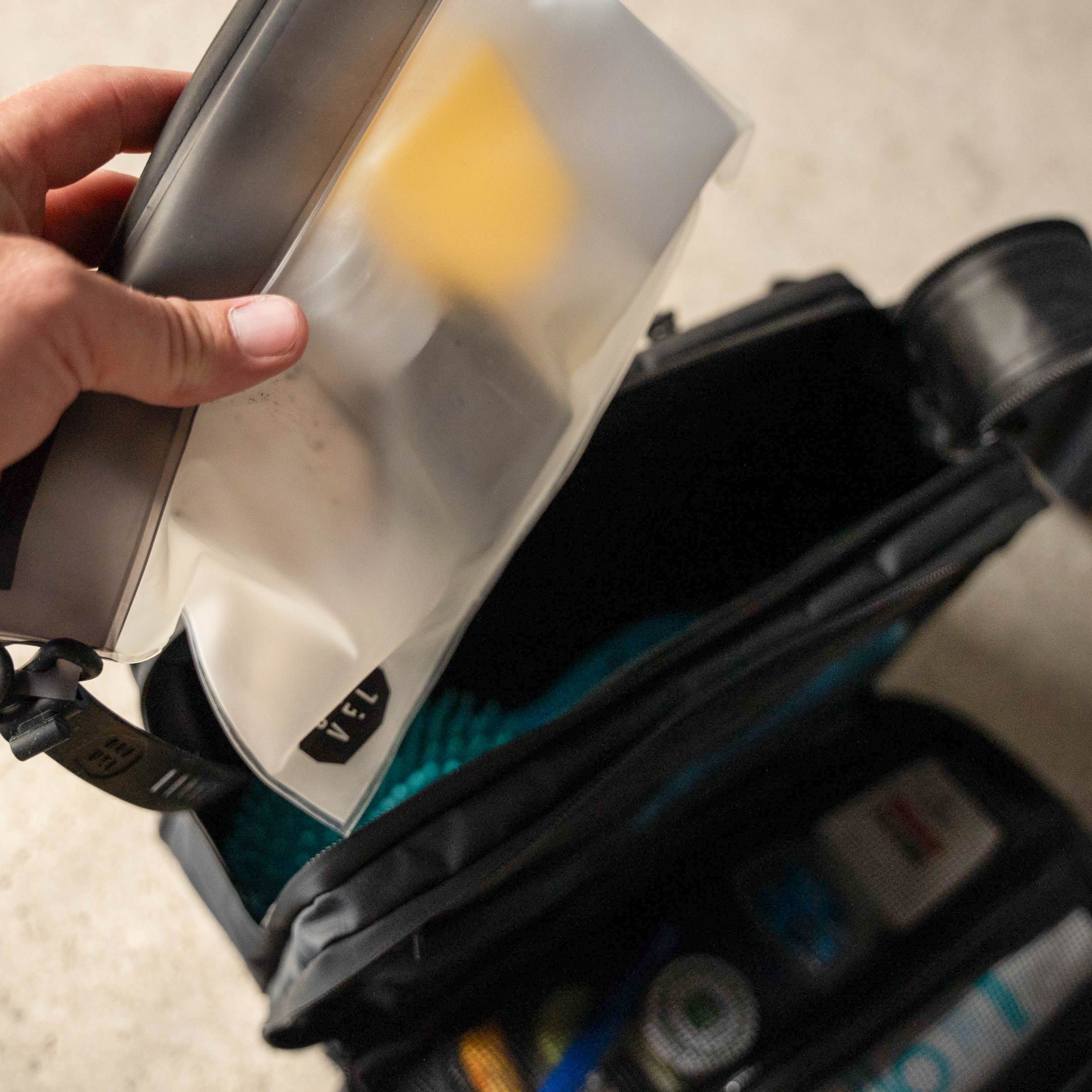 Gravel TSA Set Clear toiletry bag accessories with bottles, sack, and square bags for travel organization.