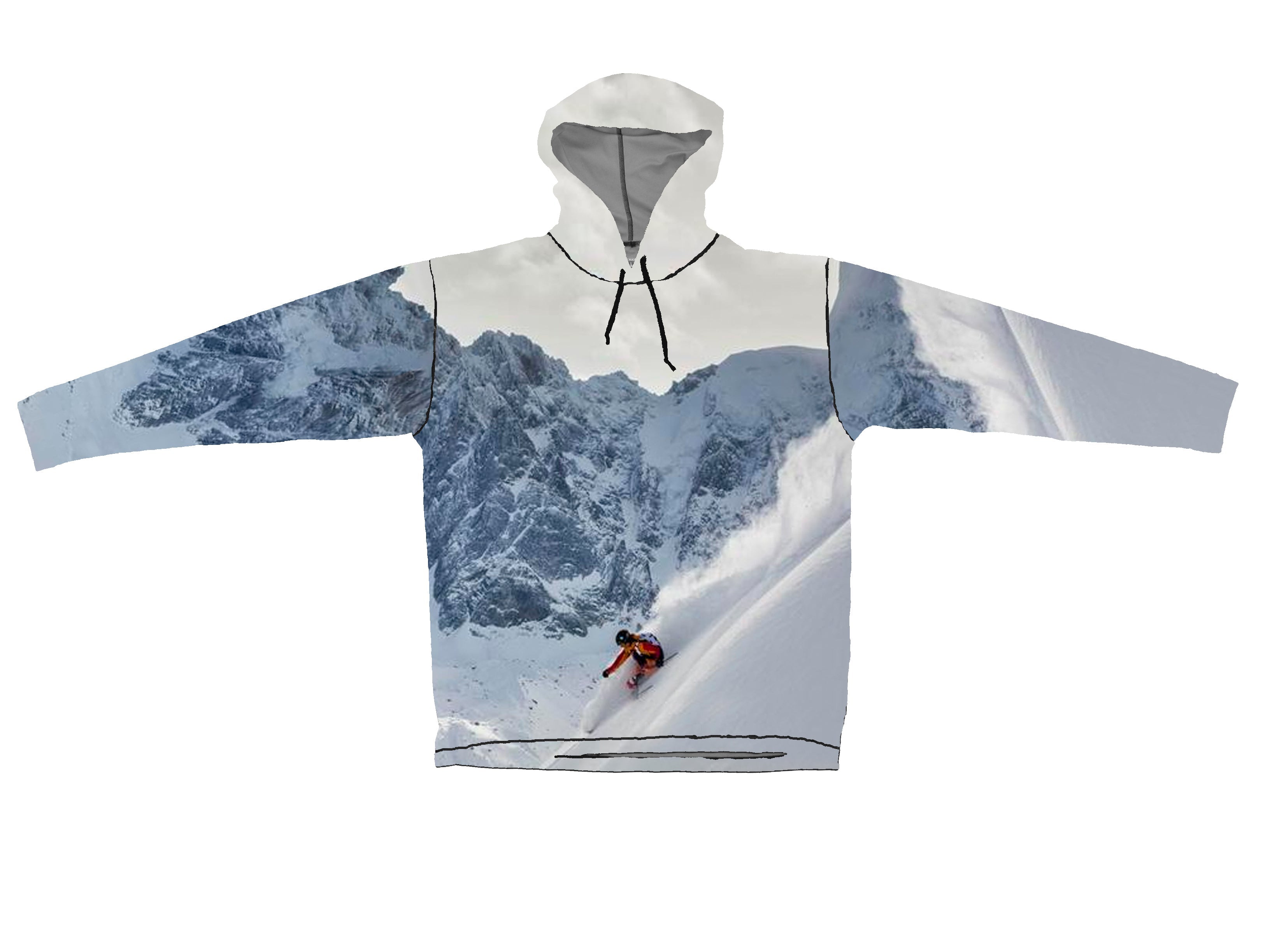 Lightweight mountain graphic hoodie from Sunpro Hoodies by Cognito Brands, Inc., featuring a jagged edge mountain design.