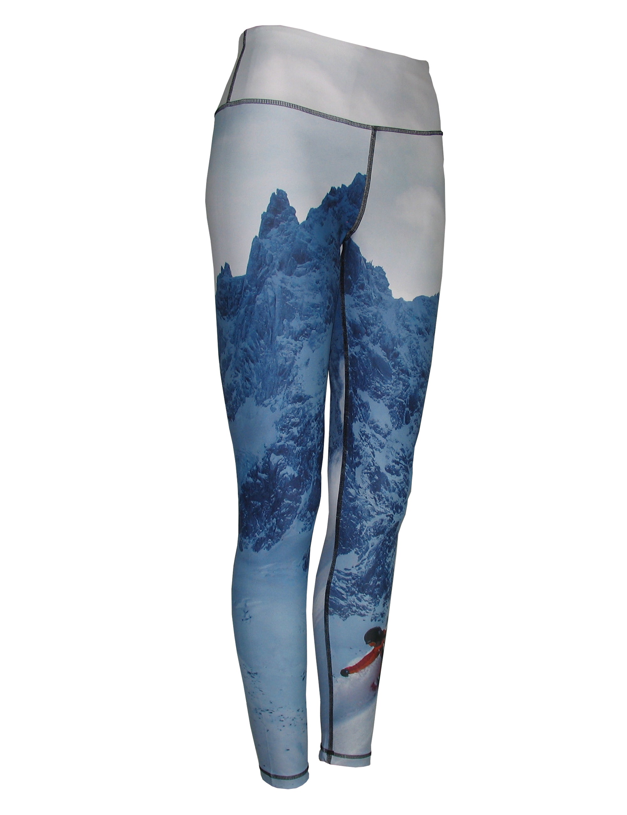 Jagged Edge 2 mountain print all sport leggings by Cognito Brands, Inc., featuring a jagged mountain pattern in vibrant colors.