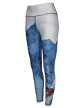 Jagged Edge 2 patterned all sport leggings with jagged mountain print in black and white, from Cognito Brands, Inc.