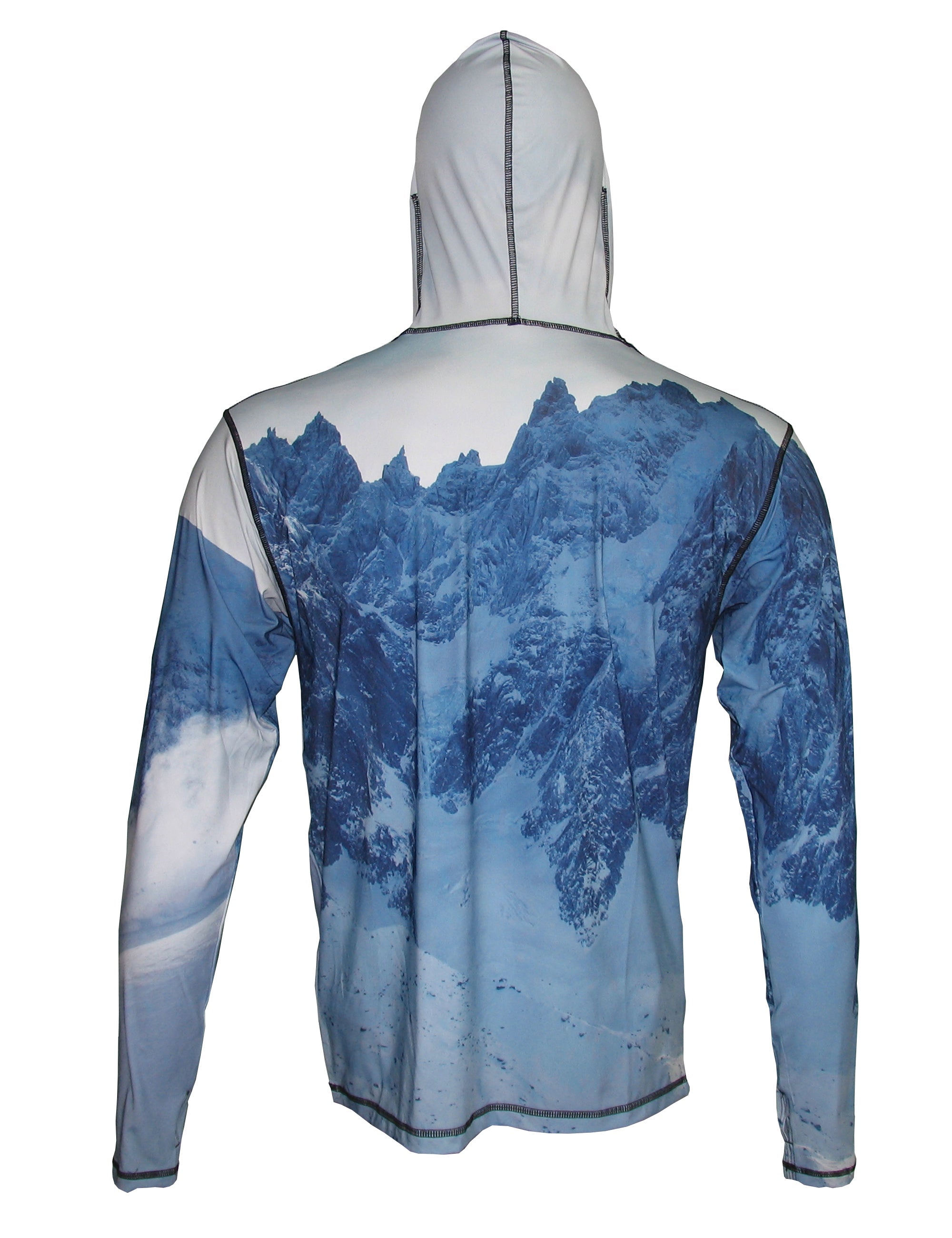 Cognito Brands Sunpro Jagged Edge 2 lightweight mountain graphic hoodie with jagged mountain design on the back