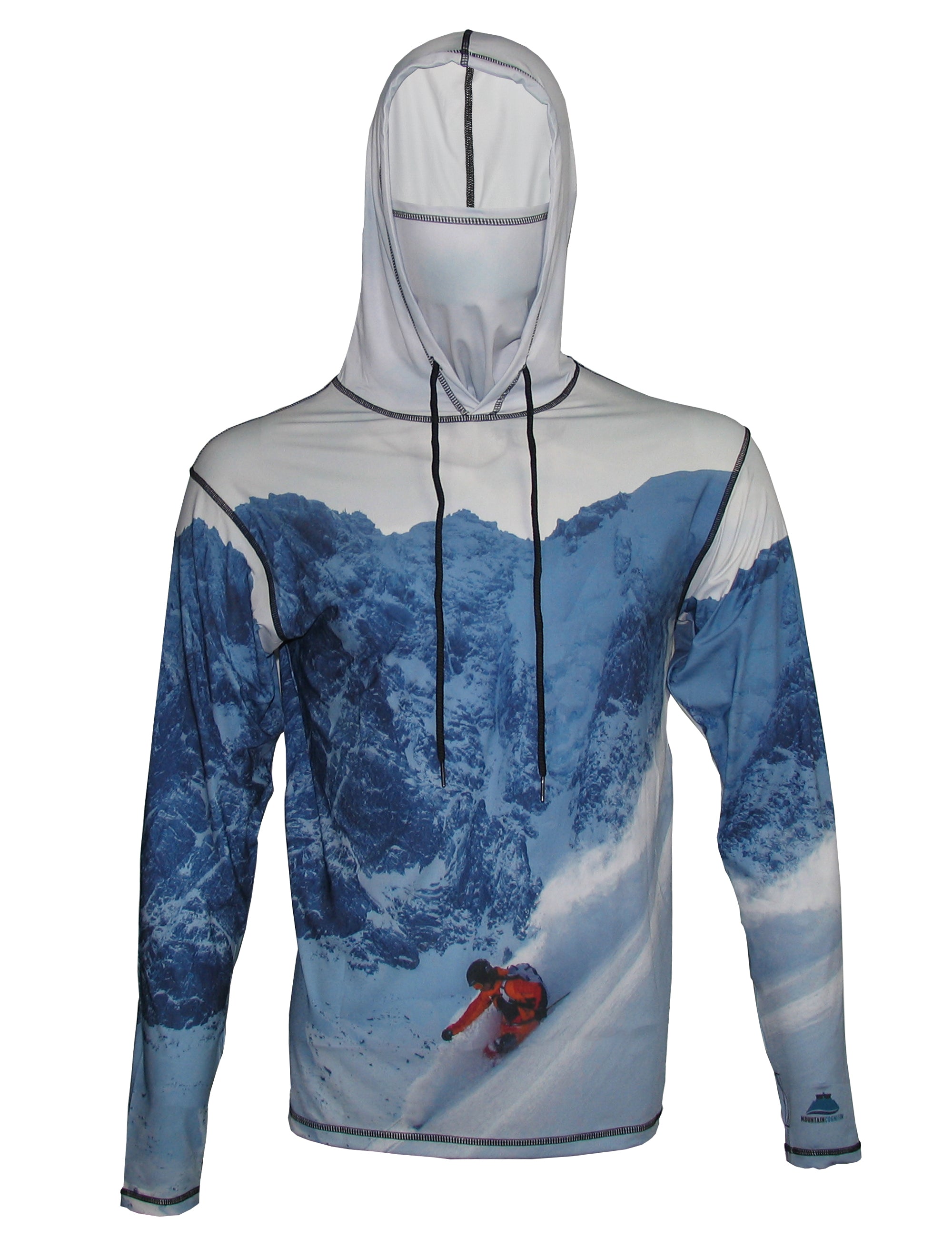 Cognito Brands Jagged Edge 2 Sunpro hoodie with jagged mountain graphic front, lightweight cotton, casual mountain-inspired style.