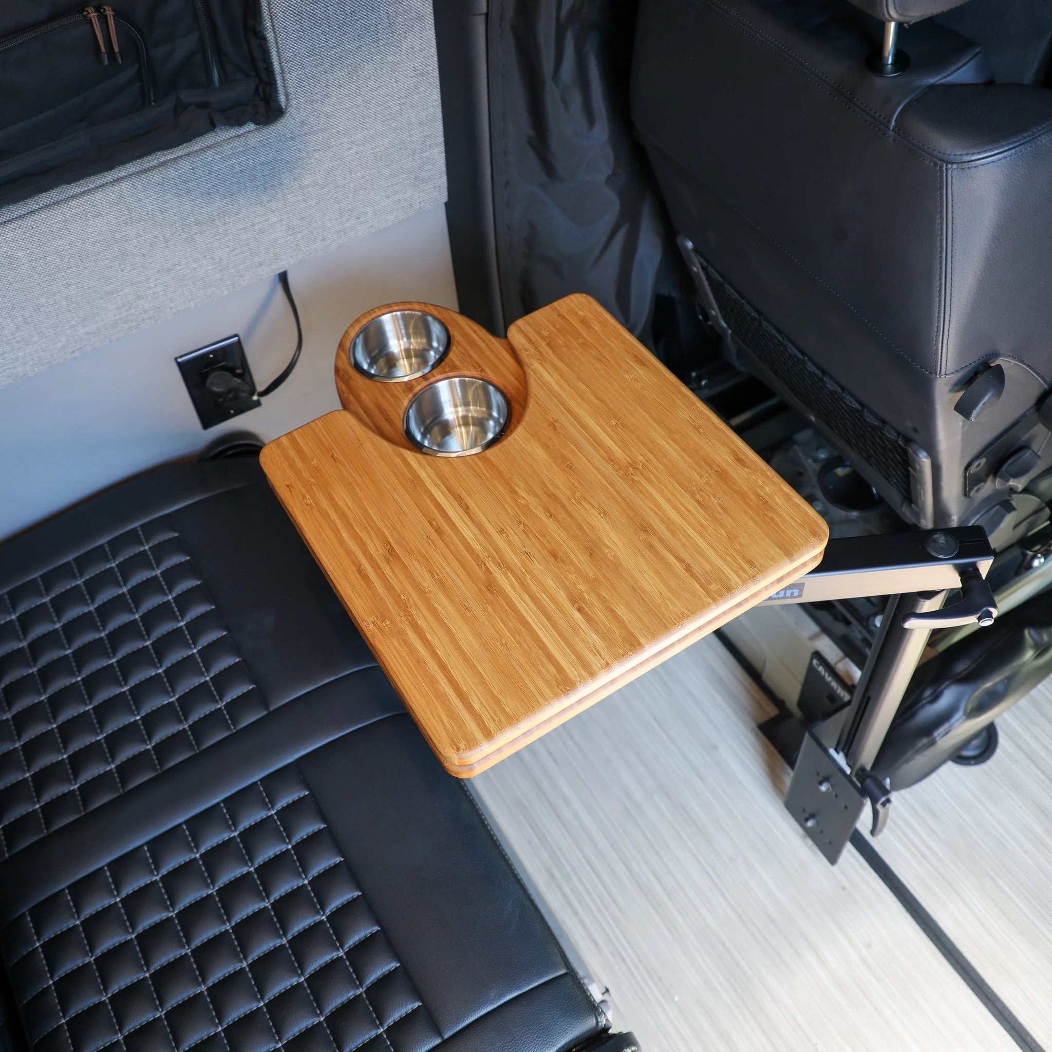 Canyon Adventure Vans Jenna 2.0 folding table top with bamboo surface, CAV branded product, lightweight and portable for outdoor use