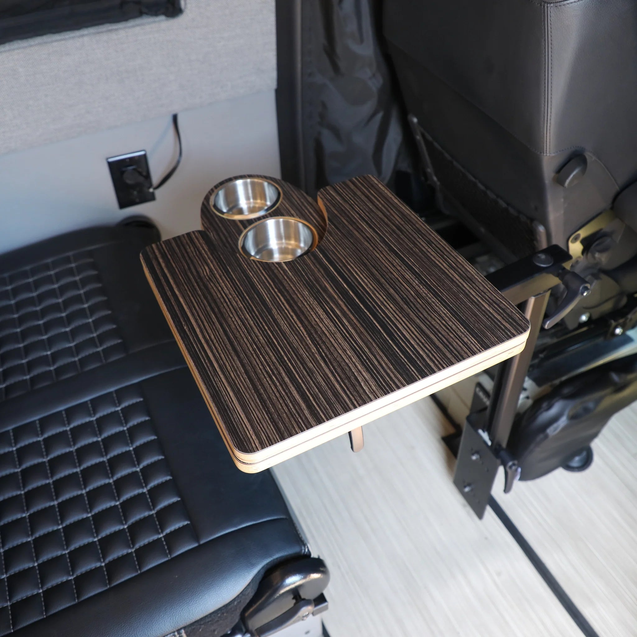 Canyon Adventure Vans Jenna 2.0 folding table top in ebony with smooth surface and compact design for versatile use