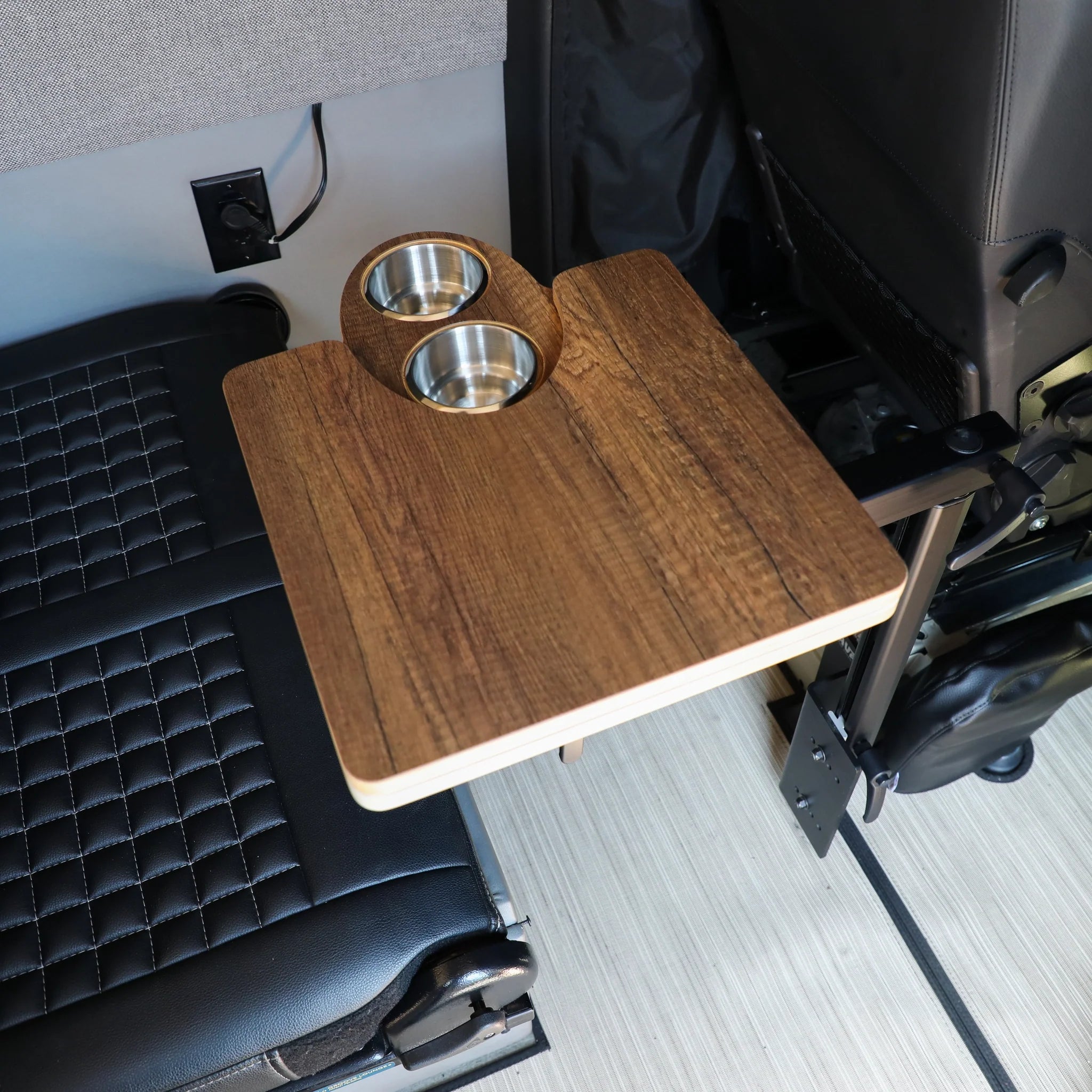 Canyon Adventure Vans Jenna 2.0 folding table top in Gavi Oak finish, designed for versatile use and easy portability.