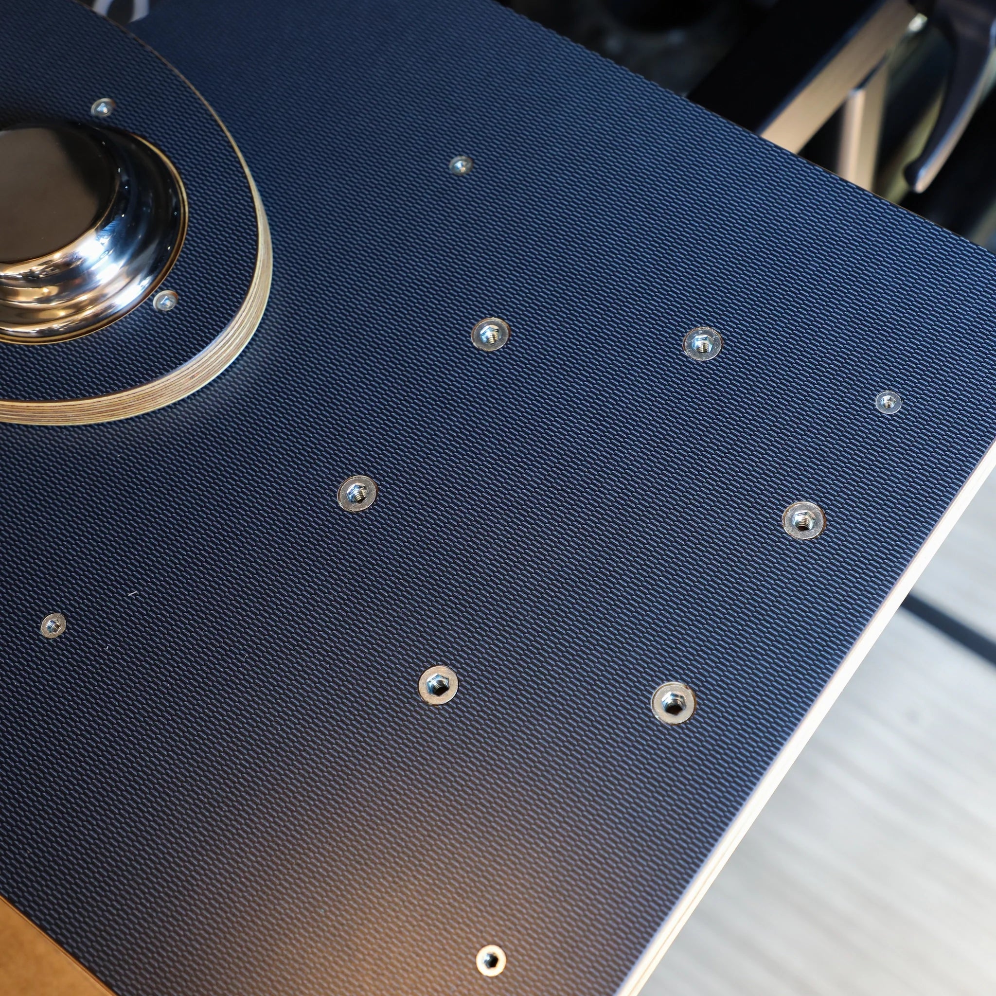 Navy blue Jenna 2.0 Folding Table Top by Canyon Adventure Vans, displayed with folded and unfolded views.