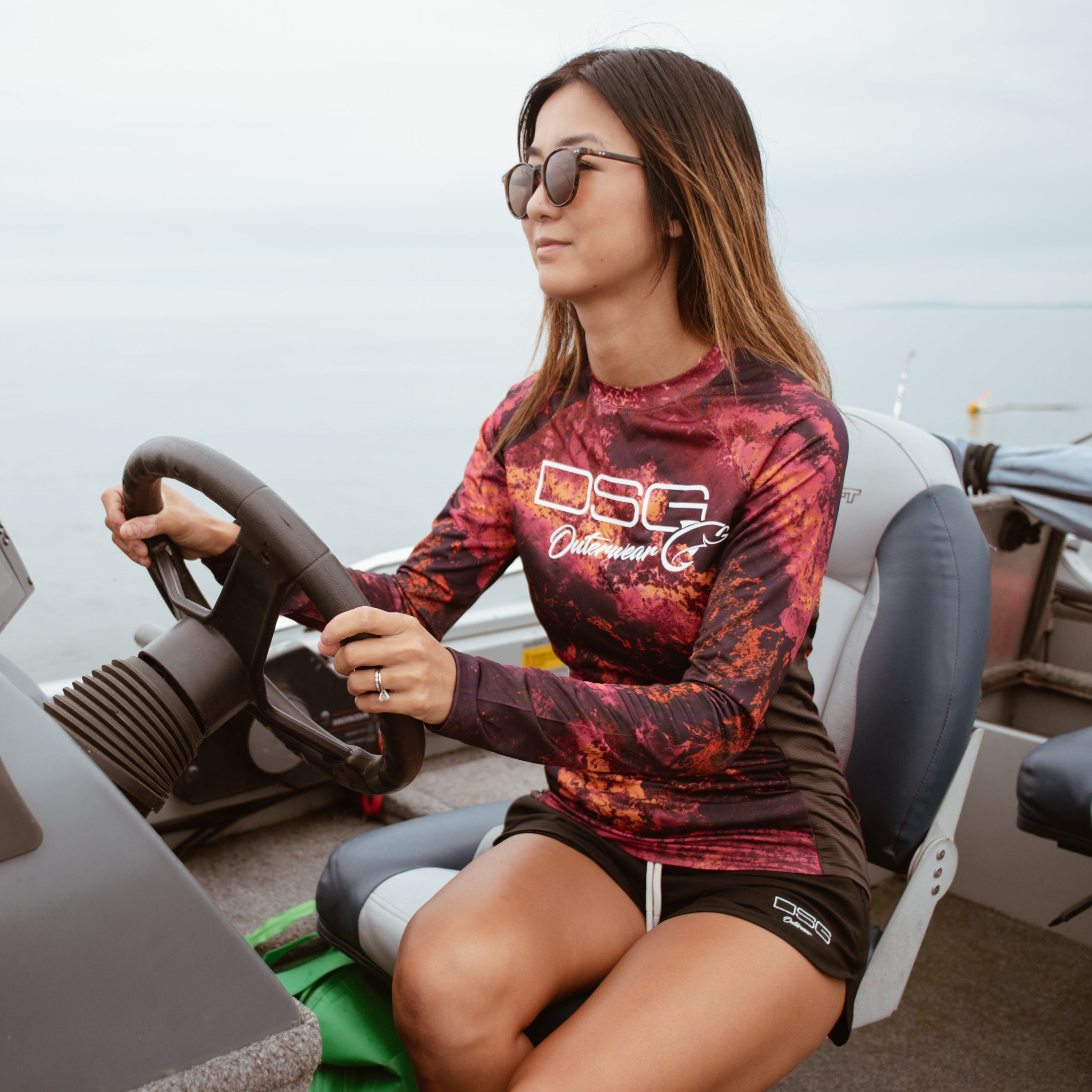 Lydia 2.0 Dock Short by DSG OUTERWEAR, UPF 40+ sun protection, lightweight fabric, shown in a casual outdoor setting