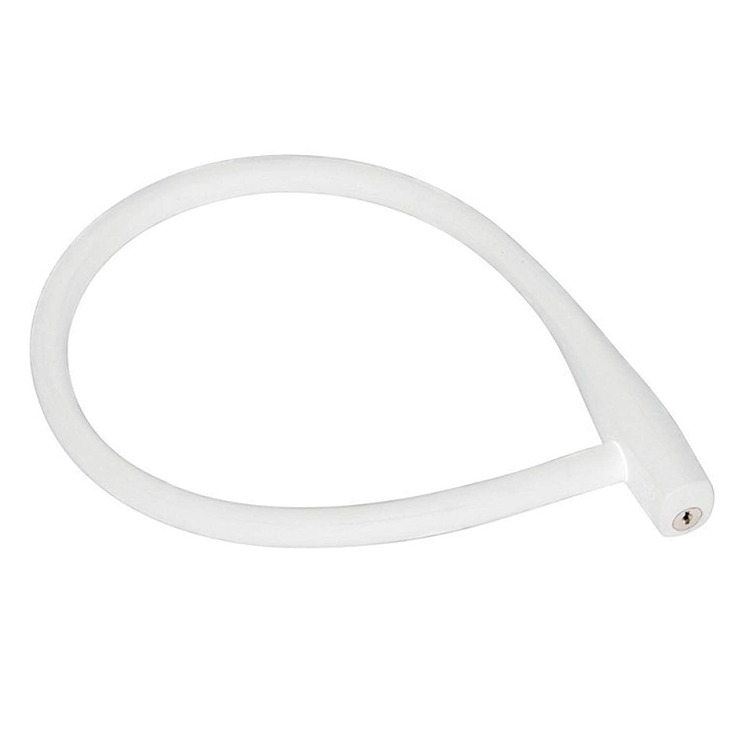 Knog Kabana cable lock by ZEITBIKE, white lock with coiled cable and locking mechanism on a plain background.