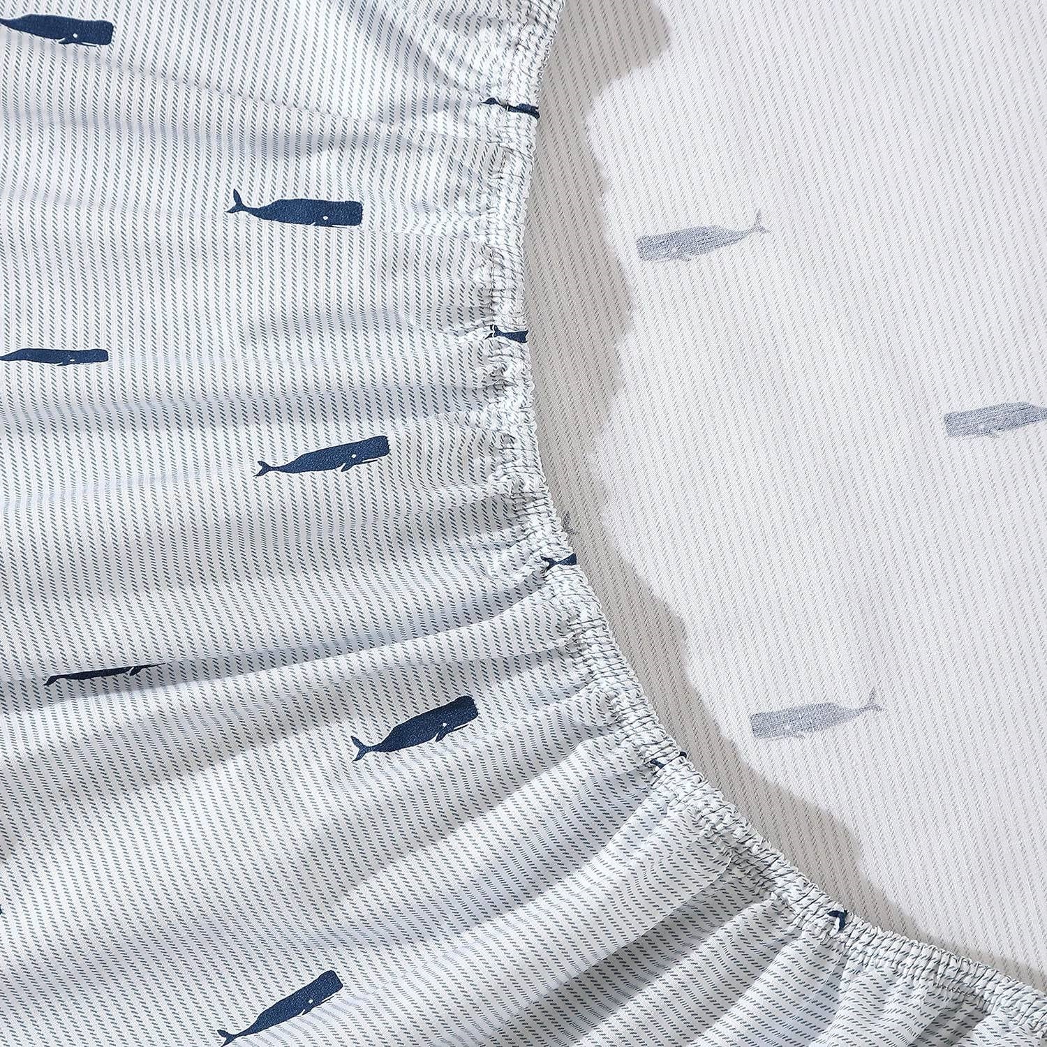 King size Coastal Beach 100-Percent Cotton Navy Blue White Stripe Sheet Set - OVERLANDERS Outfitter