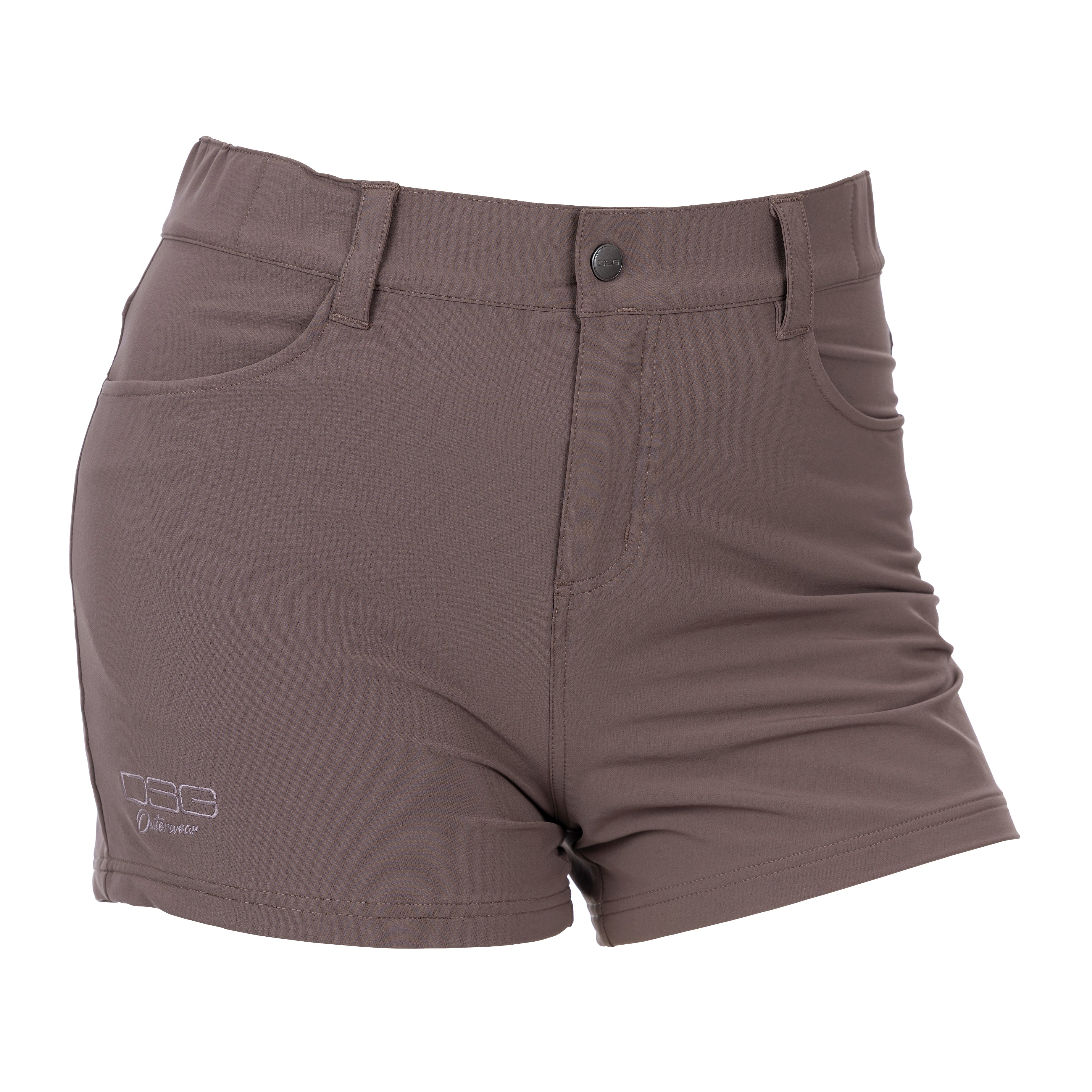 DSG OUTERWEAR Kelsey Short in smokey mauve, front view showing stylish design and fabric texture, size 26SpFish.