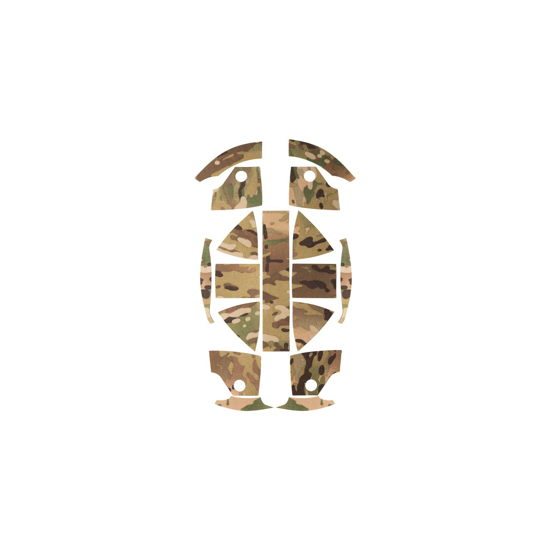 Kevy Ranger Wrap Hard Hat Skin in Multicam pattern by Hard Head Veterans, showcasing a rugged, camouflage helmet cover.