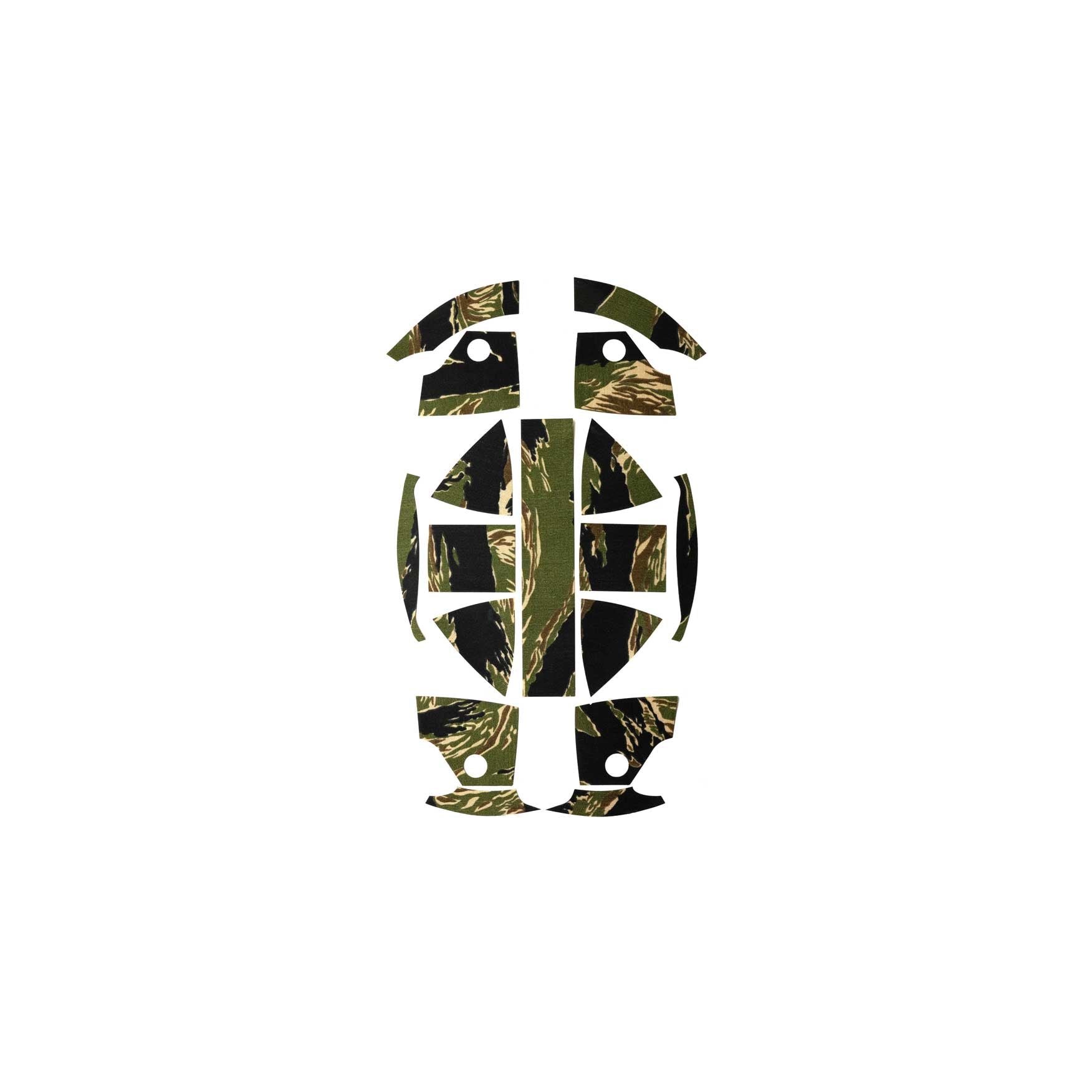 Hard Head Veterans Kevy Ranger Wrap hard hat skin with Vietnam tiger stripe camouflage design.