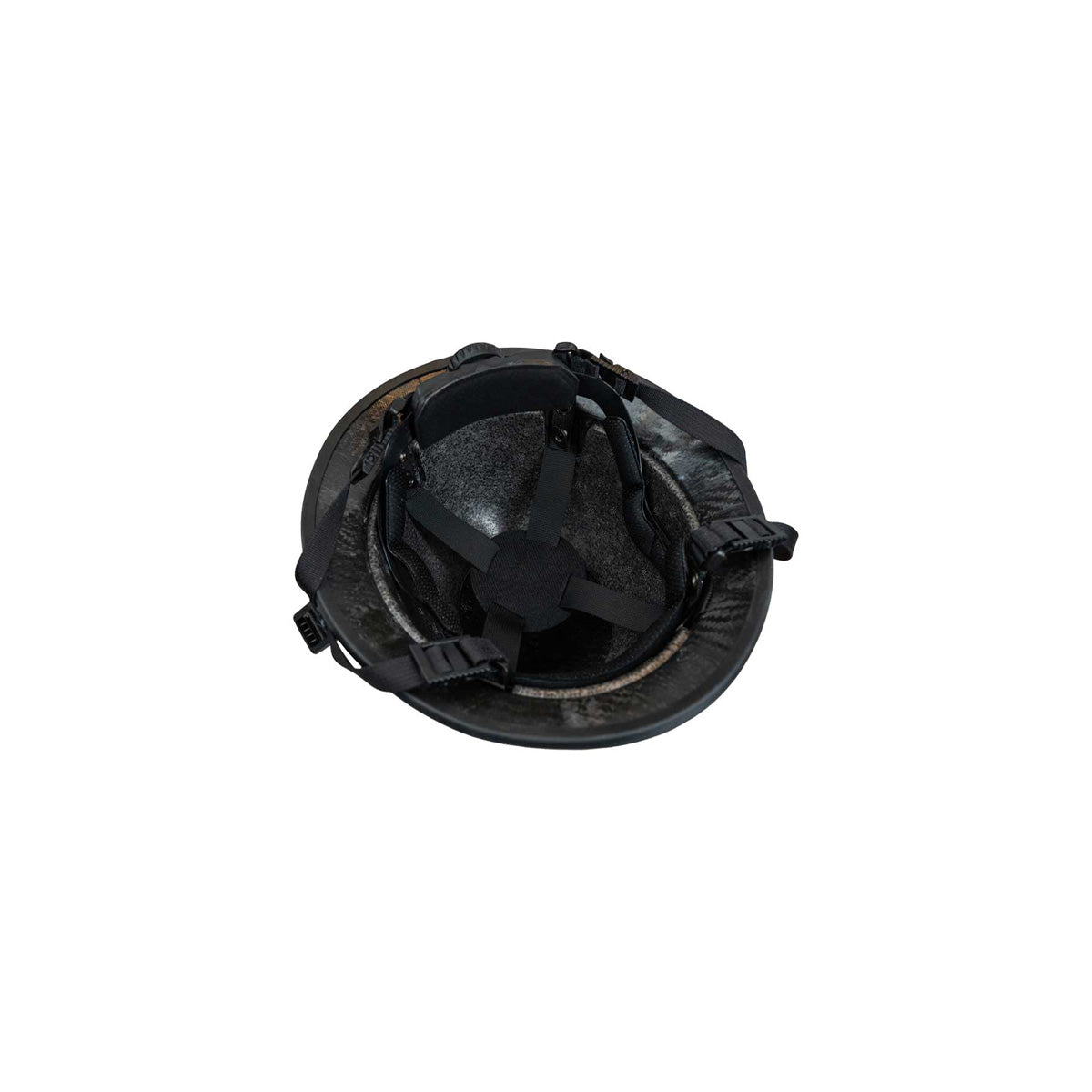 Interior view of the Kevy™ Hard Hat safety helmet by Hard Head Veterans, showing the inner padding and front right fit.