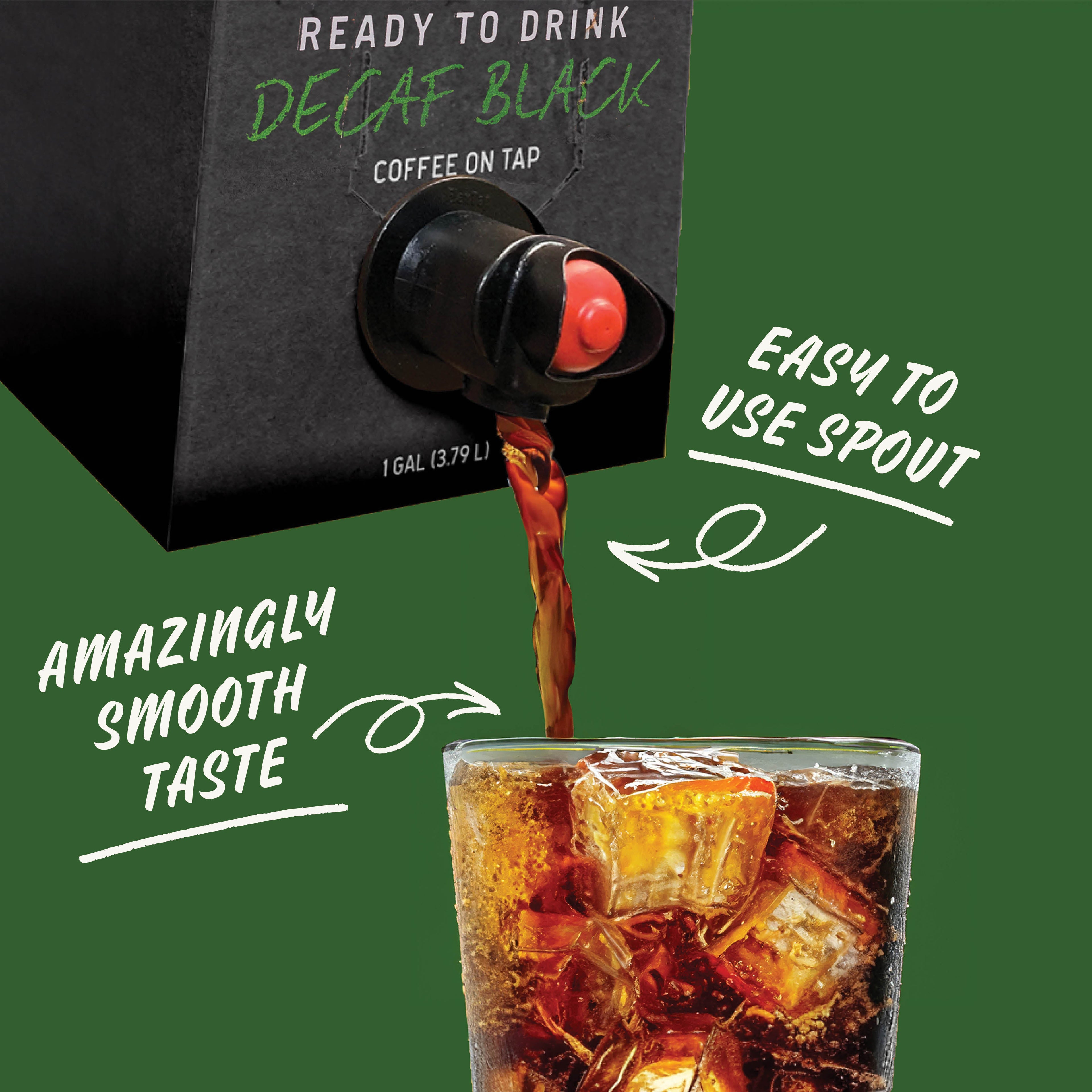 Java House Cold Brew On Tap - Decaf in a sleek tap container with rich coffee color and frothy surface.