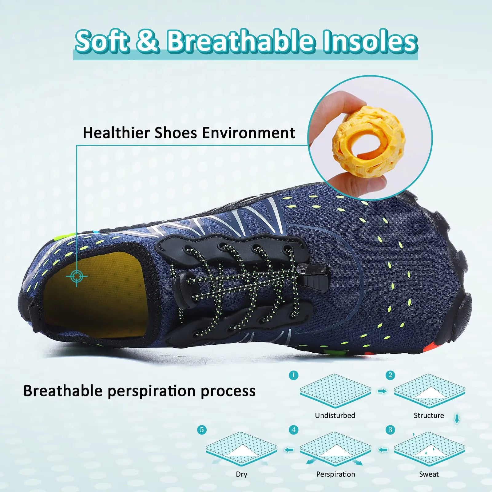 ziitop Water Shoes for Men Women Beach Barefoot Swim Rock Climbing Pool Shoes Socks, Anti-Slip Breathable Quick Dry Lightweight Slip-on, Outdoor Sport Hiking Walking Boating Fishing Diving Surfing 10.5 Women/9.5 Men Blue - OVERLANDERS Outfitter