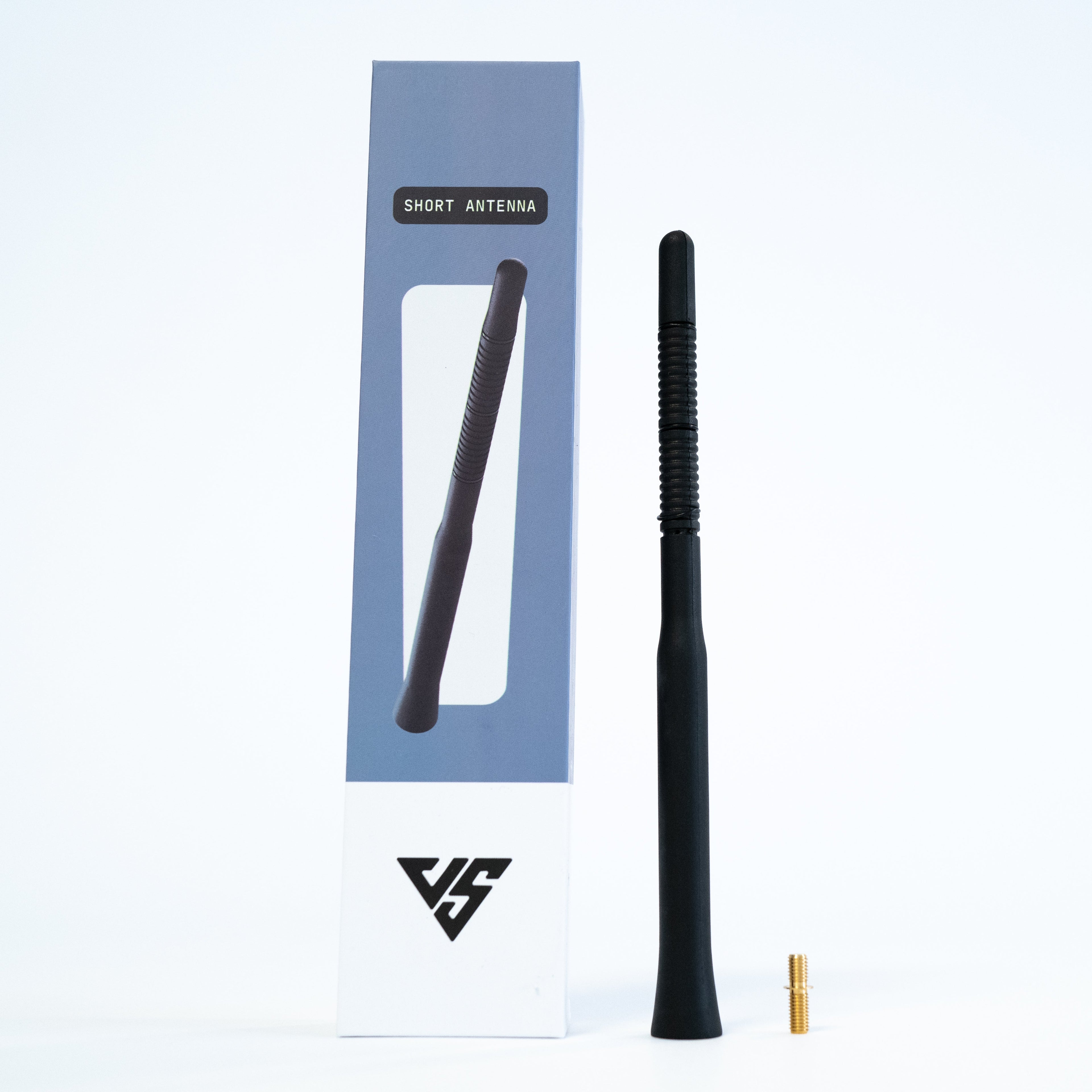Sprinter short antenna by The Van Mart, showcasing a compact, durable vehicle antenna designed for Sprinter vans.