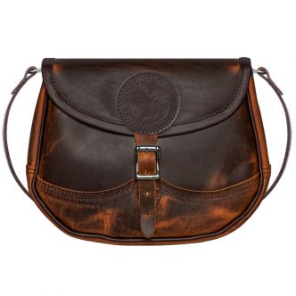 Backcountry Sportsman Heritage Leather Medium Shell Purse with front flap and stitching detail, showcasing durable leather craftsmanship.