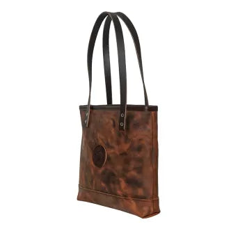 Backcountry Sportsman Heritage Leather Lakewalk Tote with sturdy leather handles and spacious interior, brown leather finish.