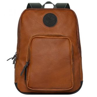 Black Bison Leather Standard Backpack by Backcountry Sportsman with front pocket and sturdy leather straps.