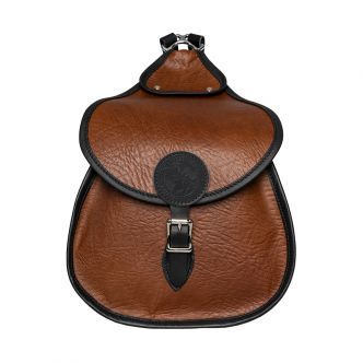 Black Bison Leather Lady Slipper Pack from Backcountry Sportsman, front view showing durable leather and compact design.