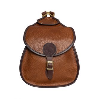 Backcountry Sportsman Bison Leather Lady Slipper Pack front view showing brown leather material and compact design