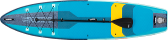 Backcountry Sportsman LB11 inflatable paddleboard with electric pump, deflated on a sandy beach, ready for water adventure.