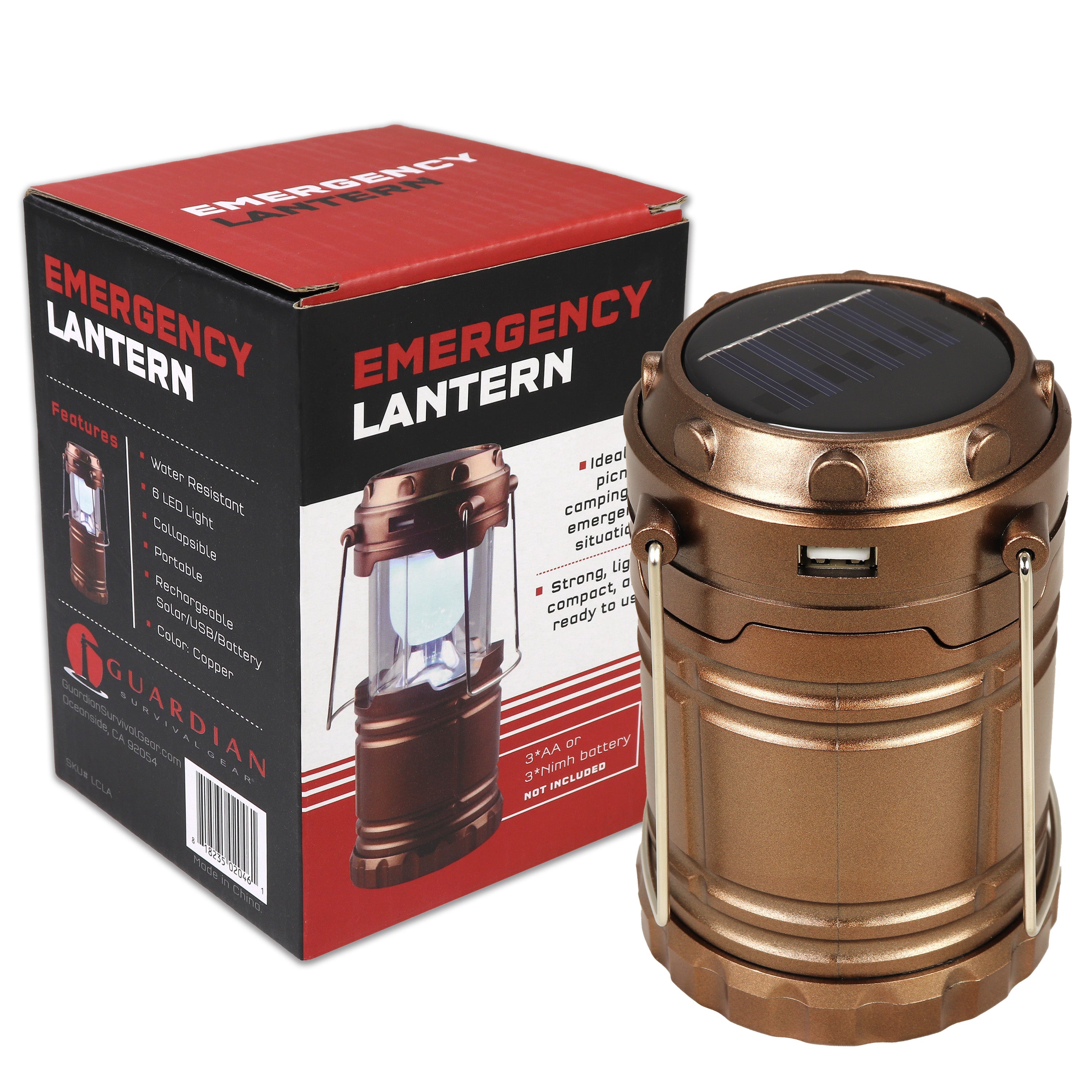 Collapsible solar lantern from Quakekits with rechargeable LED light, ideal for camping and outdoor illumination.
