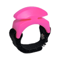 Pink ceramic blade cutter ring by Line Cutterz, showing a close-up of the stylish, practical cutting tool worn on a finger.