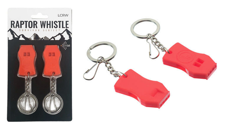 2-Piece Plastic Raptor Whistle with Key Chain & Zipper Ring - OVERLANDERS Outfitter