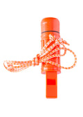 5-in-1 survival whistle with built-in compass, thermometer, and emergency tools, designed for outdoor survival and safety.