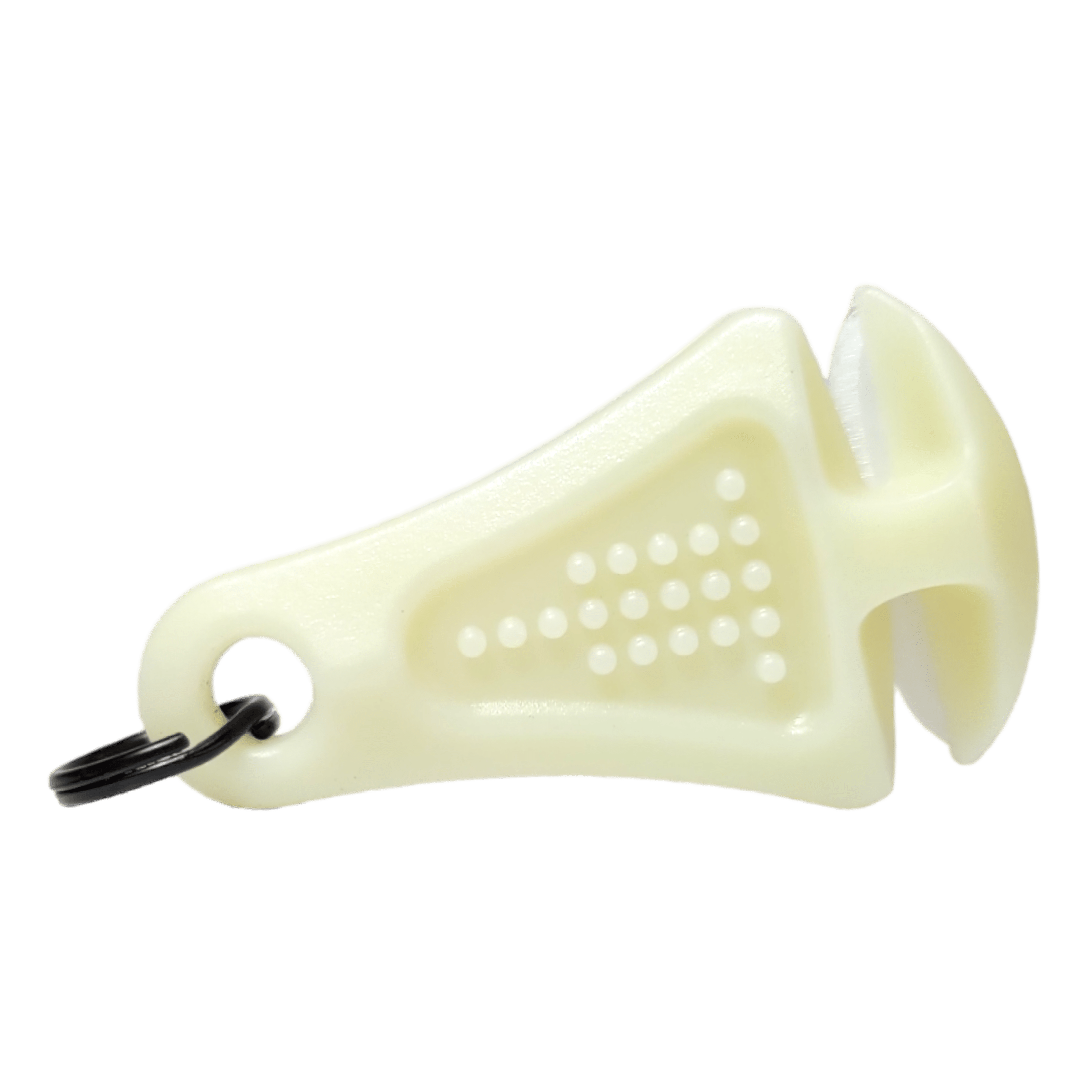 Line Cutterz glow-in-the-dark ceramic blade zipper pull, featuring a sleek design and functional grip for easy use.
