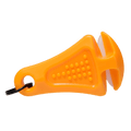 Blaze orange Line Cutterz zipper pull featuring a ceramic blade for easy line cutting and attachment to bags or gear.