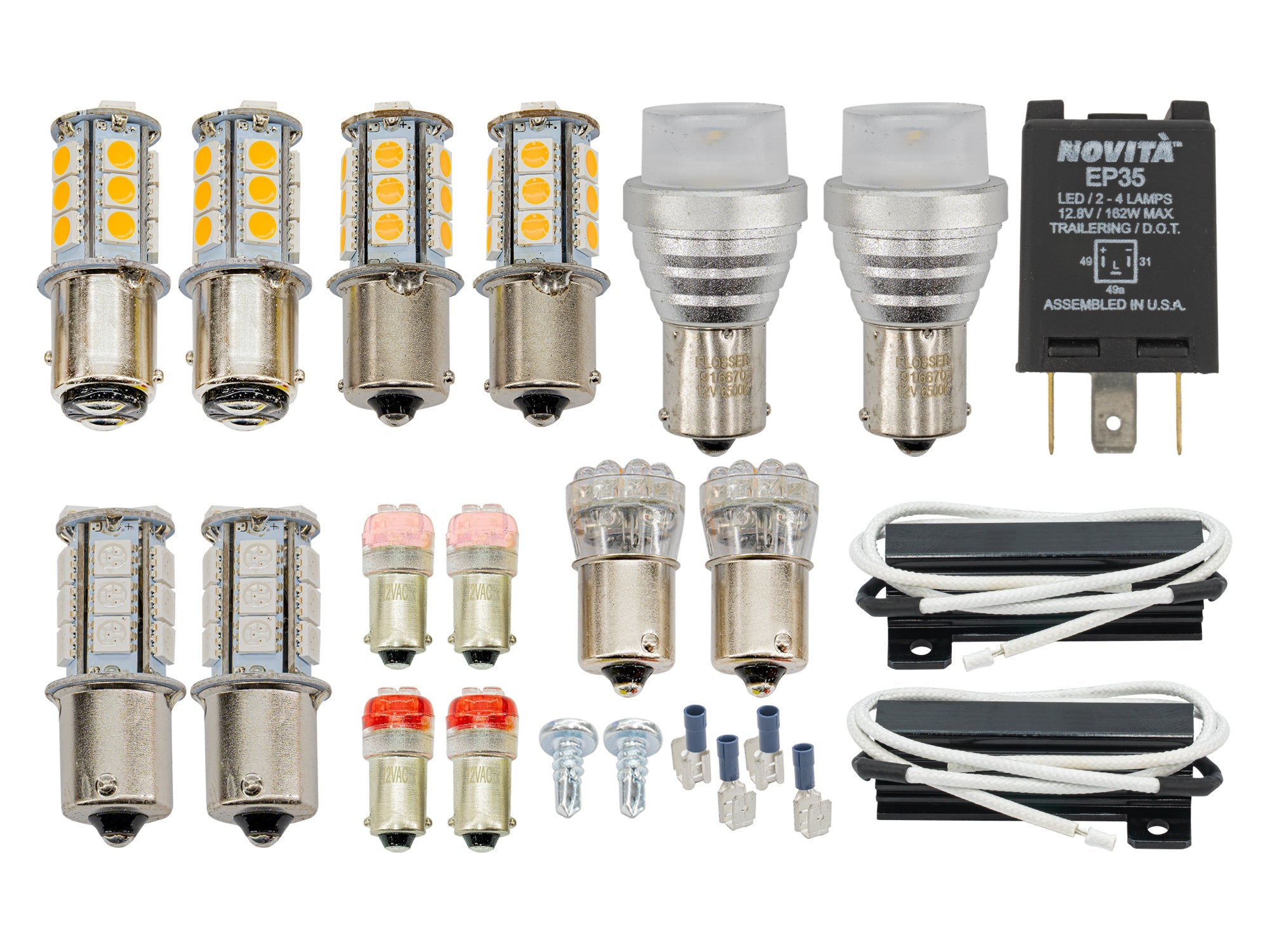GoWesty exterior LED bulb kit for Vanagon, showing installed LED bulbs and wiring for enhanced vehicle lighting.