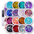 16 pack + 1 glitter glue Chunky Cosmetic Holographic Glitter | Body, Face & Hair Safe - OVERLANDERS Outfitter