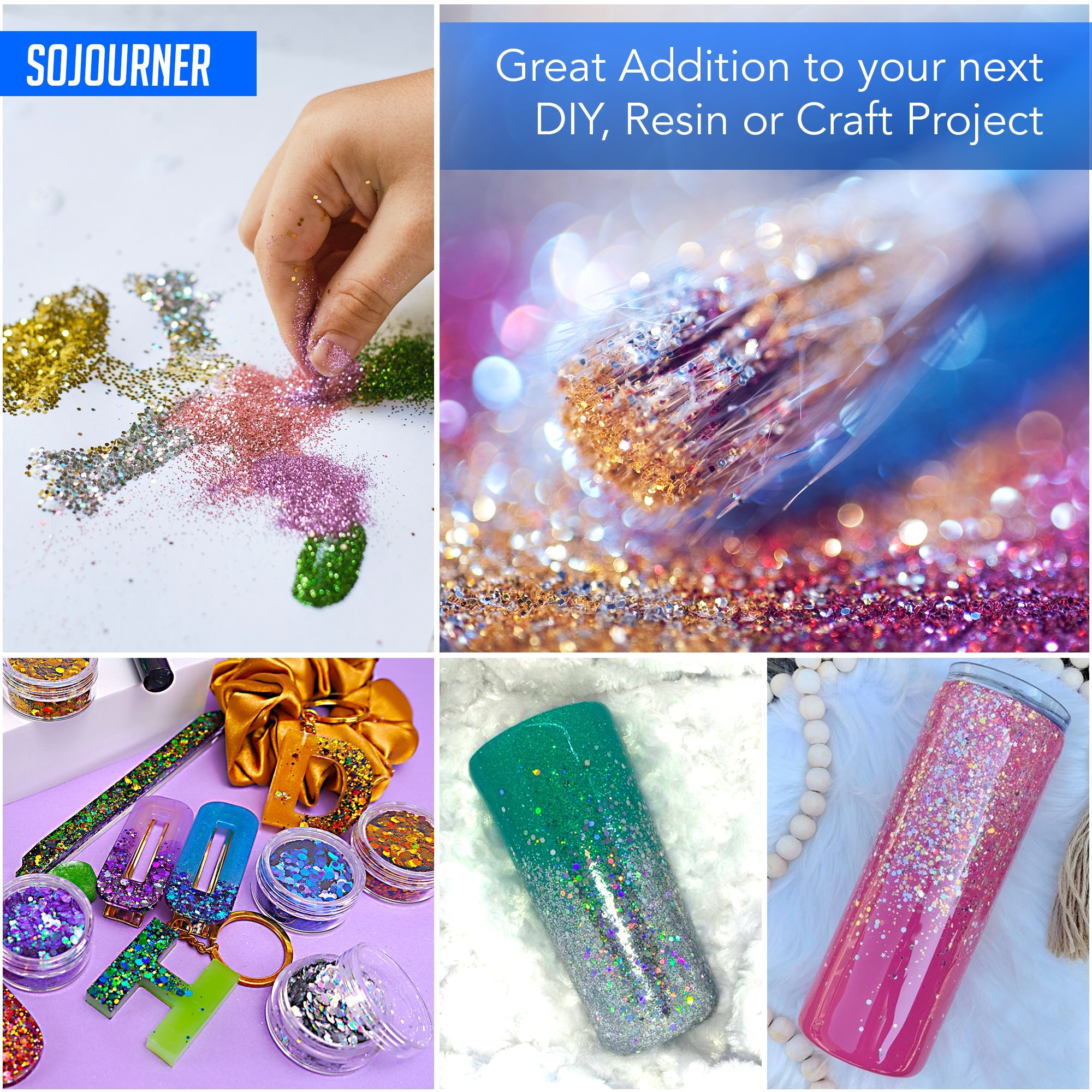 16 pack + 1 glitter glue Chunky Cosmetic Holographic Glitter | Body, Face & Hair Safe - OVERLANDERS Outfitter