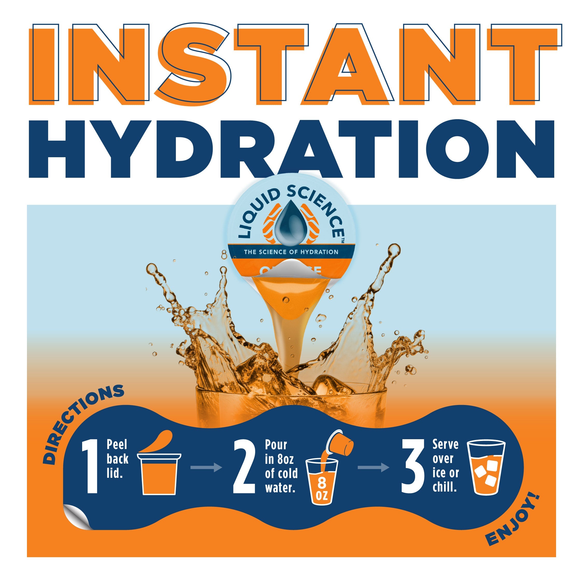 Java House Liquid Science Orange Hydration Pods in vibrant packaging with orange color and pod details visible.