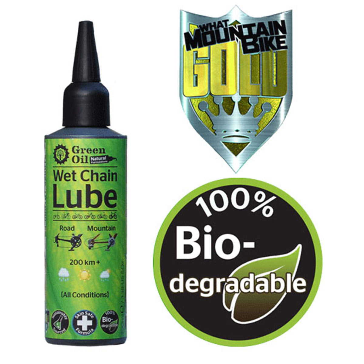 ZEITBIKE Green Oil Eco Rider Deluxe Set lubricant and chain cleaner for bikes, featuring a green bottle and application tools.